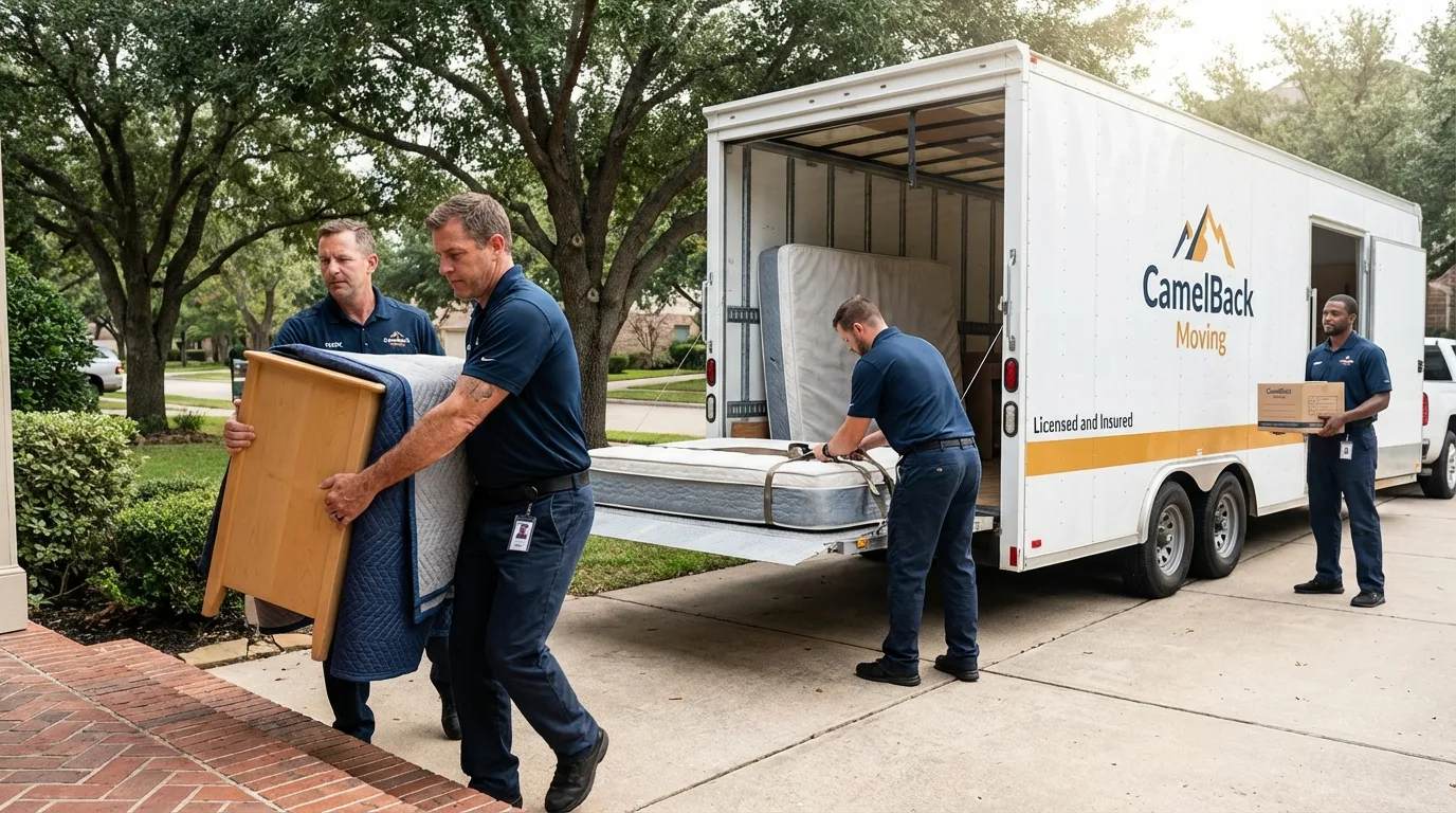 Crew loading residential truck for cross-state move from Cherryvale, KS