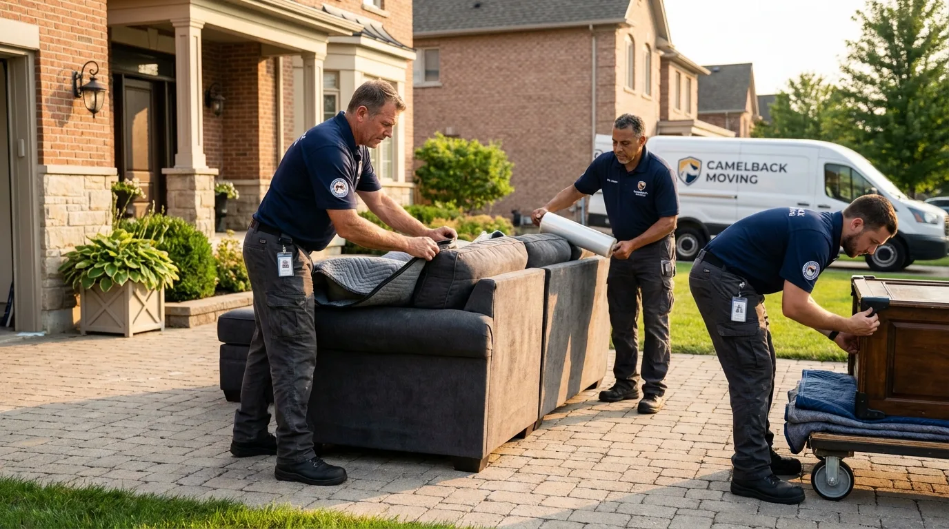 Large estate moving crew wrapping furniture in Cherryvale, KS