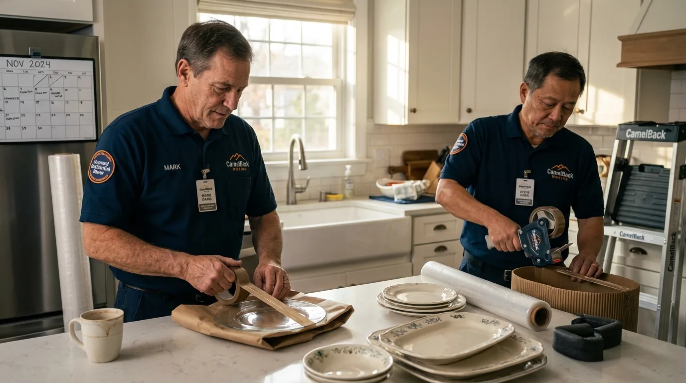 Professional crew packing kitchen dishware in Cherryvale, KS